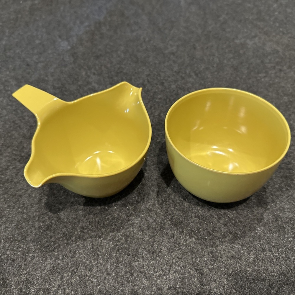 Vintage Prolon Florentine Melamine Yellow Double Spout Pourer 5.5" And Bowl